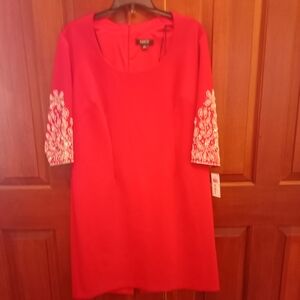 Plus Size Red Dress with Beaded Sleeves